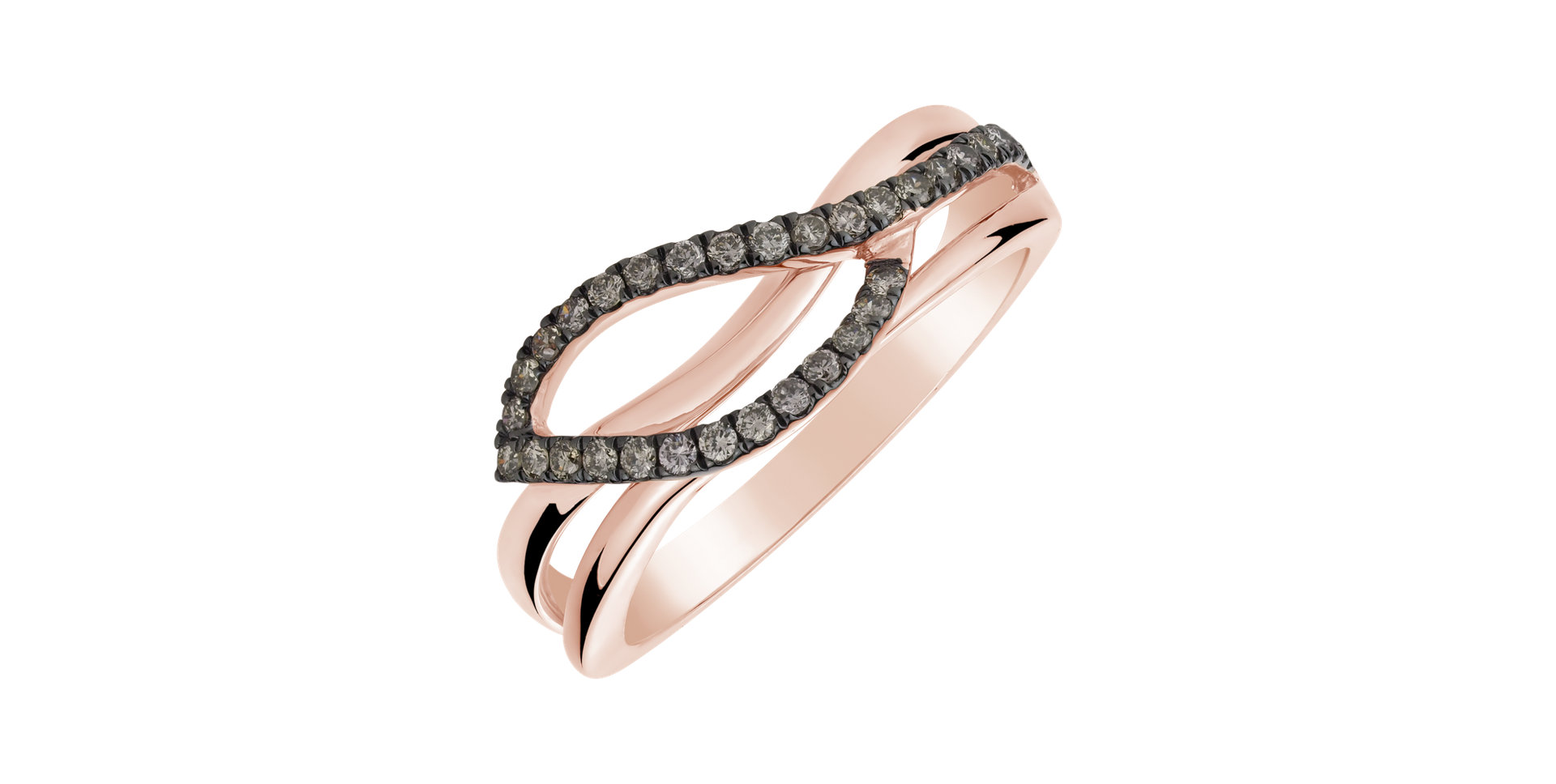 Prsten s hnědými diamanty Dazzling Leaf