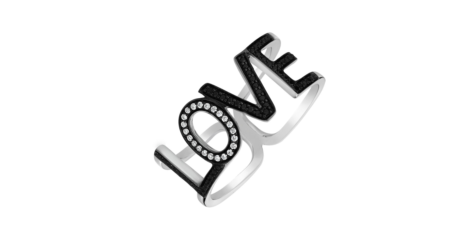 Prsten s černými diamanty Love