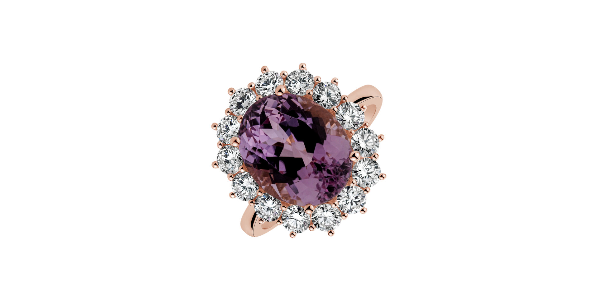 Prsten s kunzitem a diamanty Sky Goddess