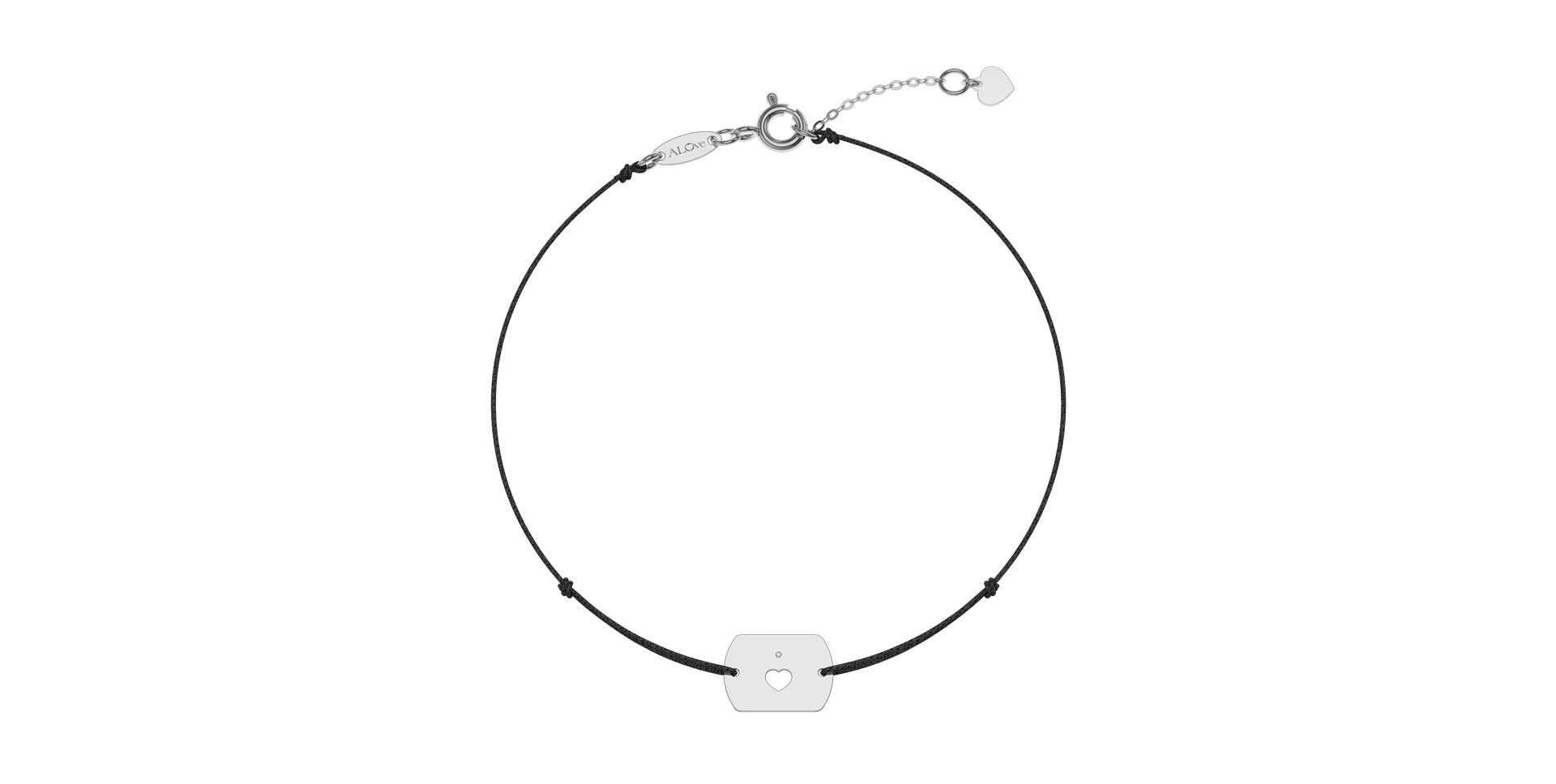 Diamantový náramek se šňůrkou Heart Stamp