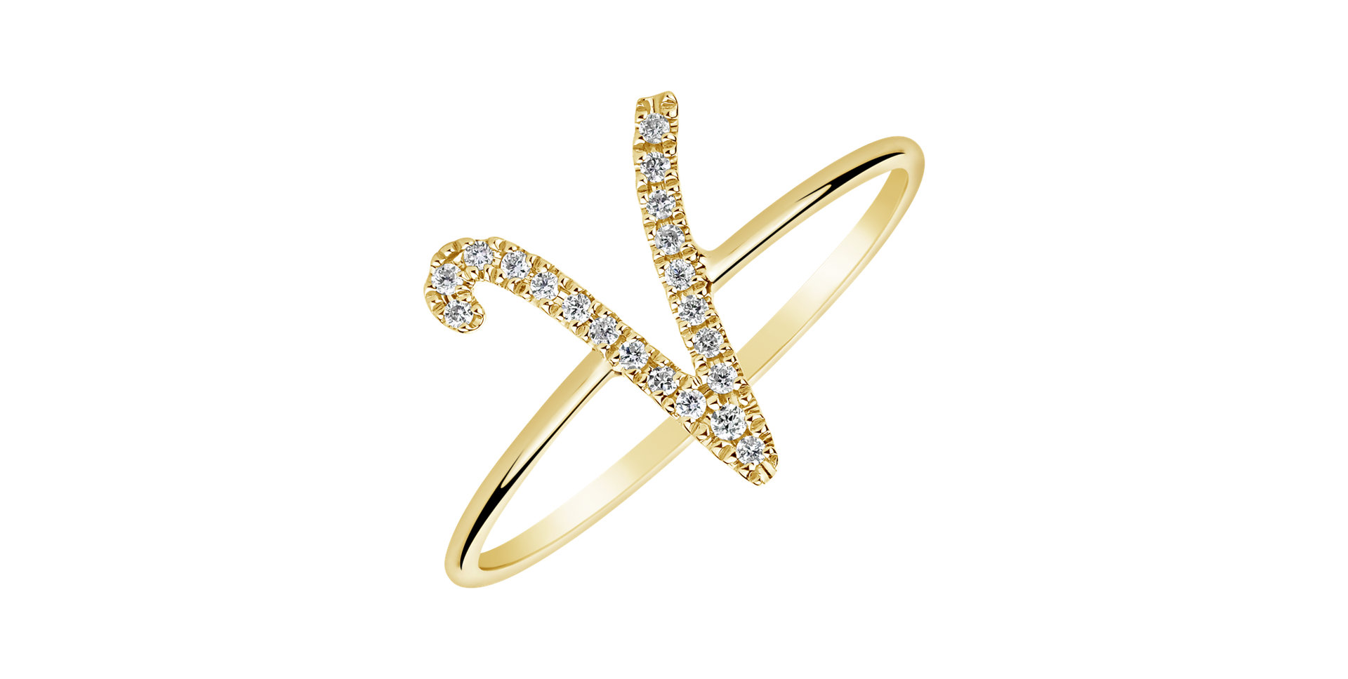 Prsten s diamanty Curly Glittery V