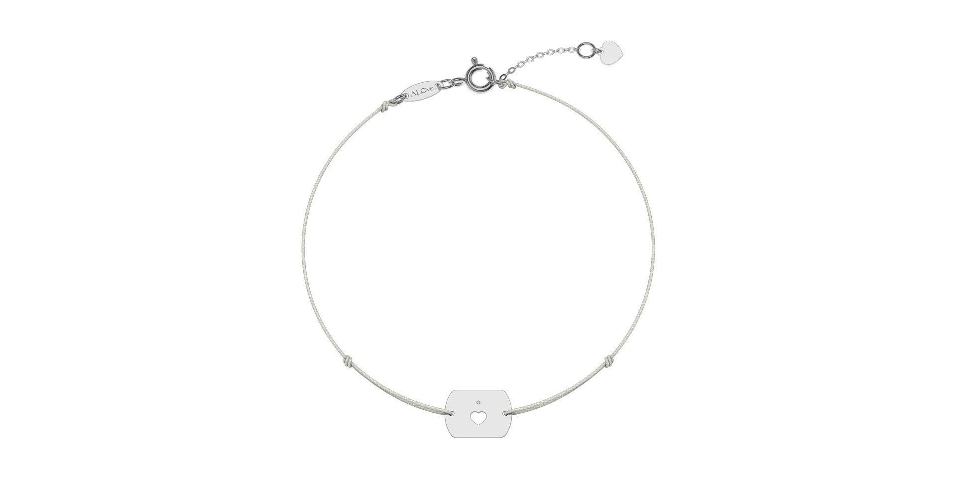 Diamantový náramek se šňůrkou Heart Stamp