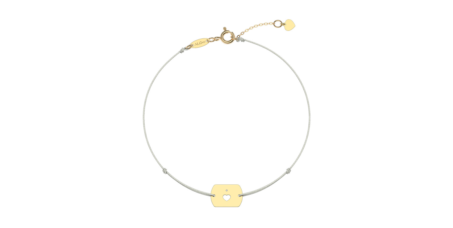 Diamantový náramek se šňůrkou Heart Stamp