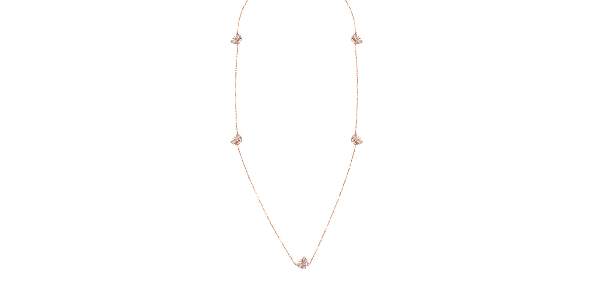 Náhrdelník s diamanty a perletěmi Butterfly Twist