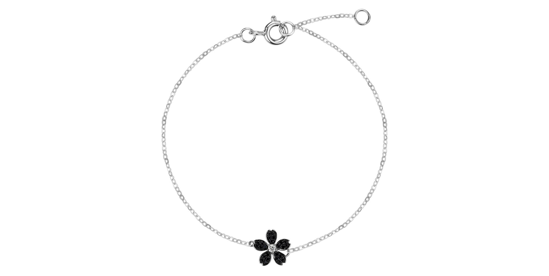 Náramek s černými a hnědými diamanty Flower