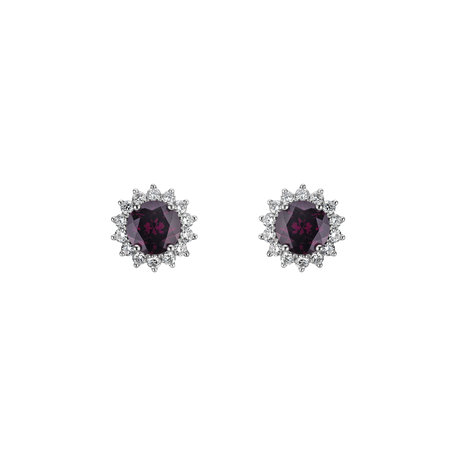 Náušnice s rhodolitem a diamanty Stellar Hope