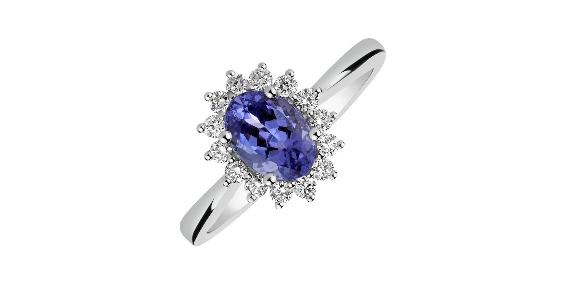 Prsten s diamanty a tanzanitem Princess