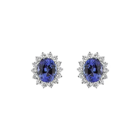 Náušnice s diamanty a tanzanitem Princess