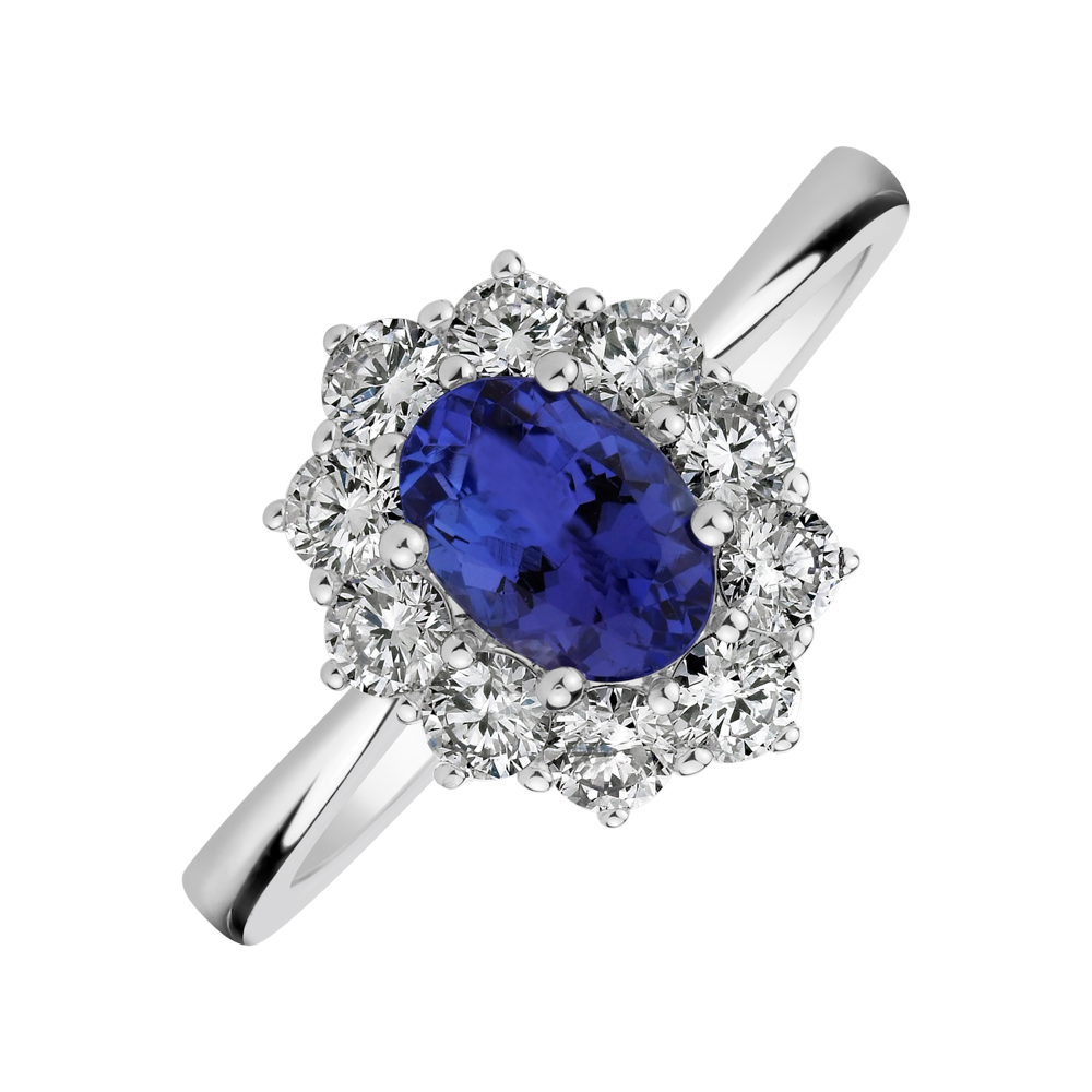 Prsten s diamanty a tanzanitem Princess | Halada