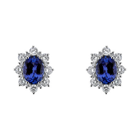 Náušnice s diamanty a tanzanitem Princess