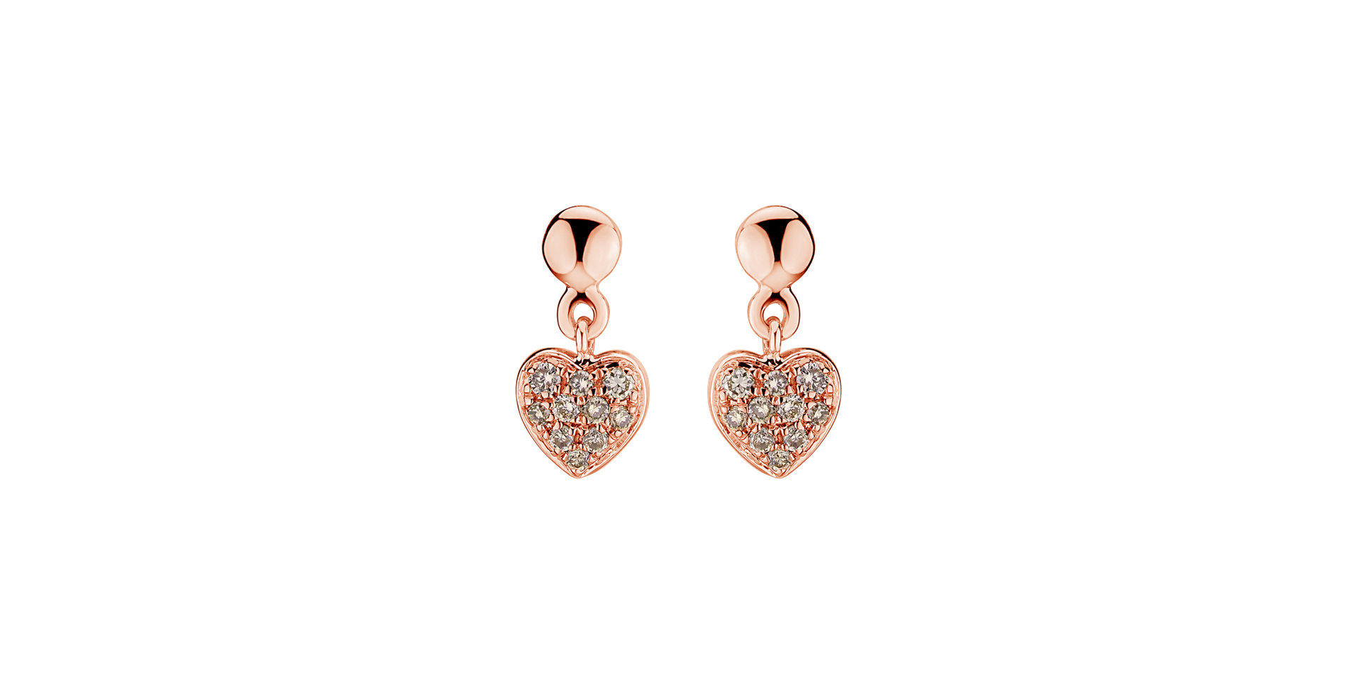 Náušnice s hnědými diamanty Amazing Heart
