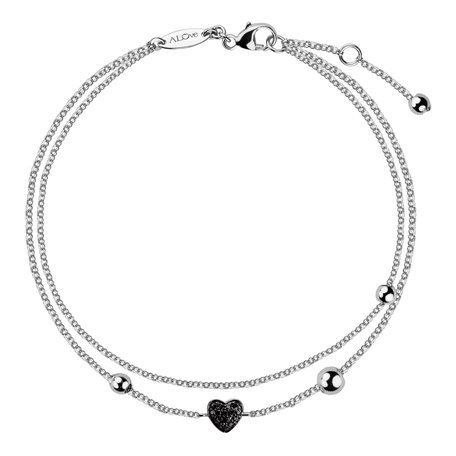 Náramek s černými diamanty Heart
