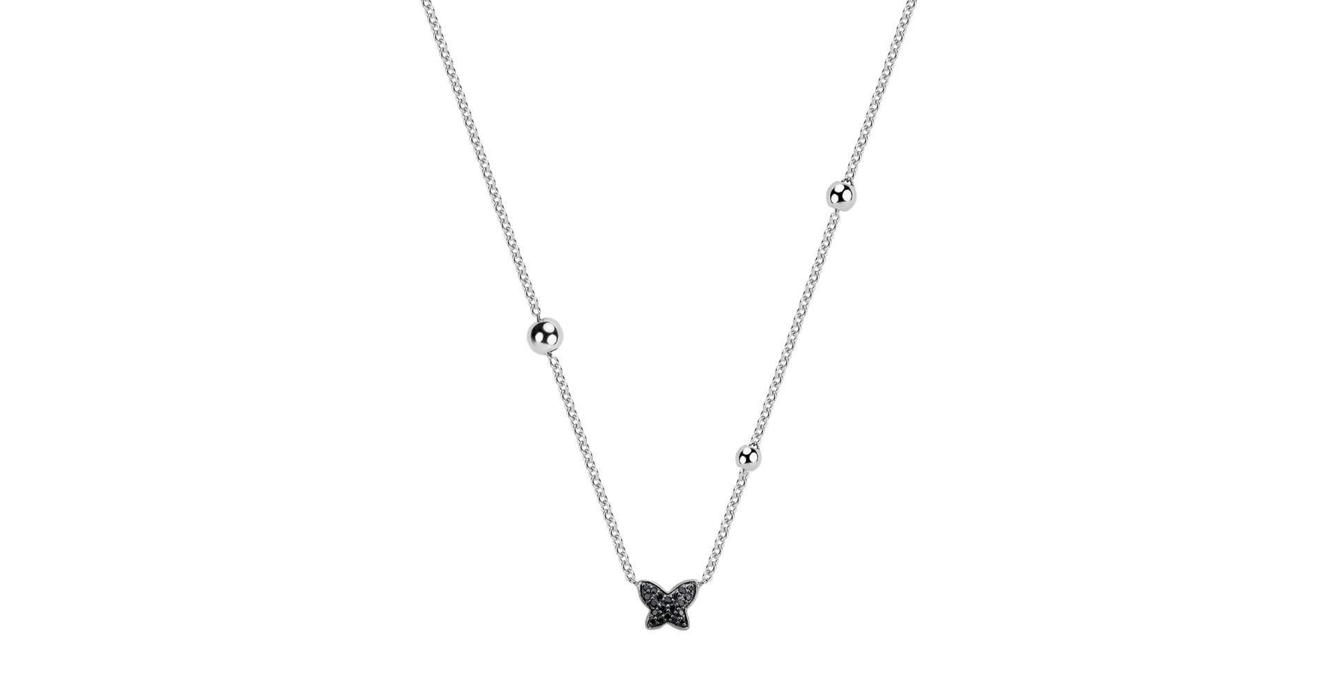 Náhrdelník s černými a bílými diamanty Magic Butterfly