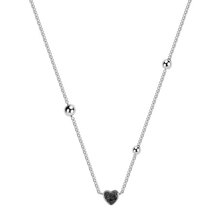 Náhrdelník s černými a bílými diamanty Tender Heart