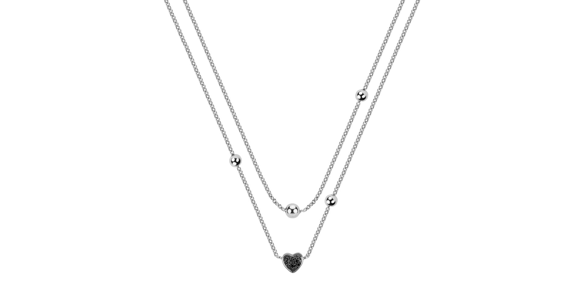 Náhrdelník s černými a bílými diamanty Tender Heart