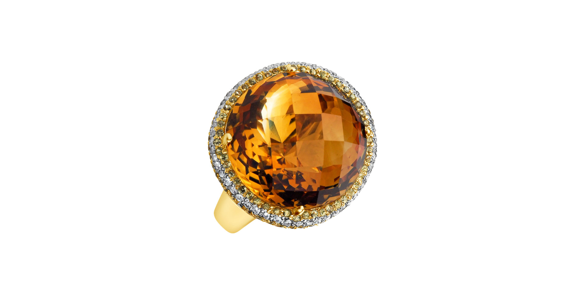 Prsten s citrínem, diamanty a safíry Sunny Soul