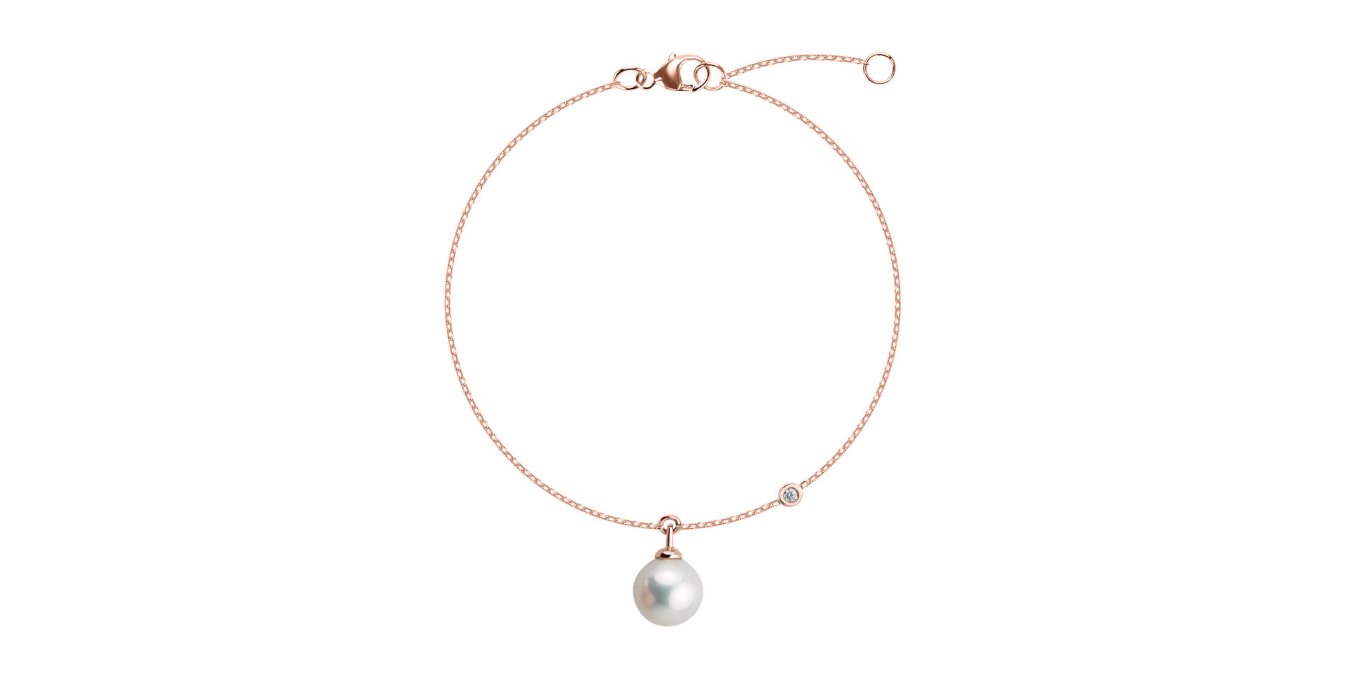 Náramek s diamantem a sladkovodní bílou perlou Lovely Lake