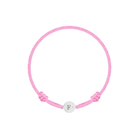 Dětský diamantový náramek se šňůrkou Circle Letter F