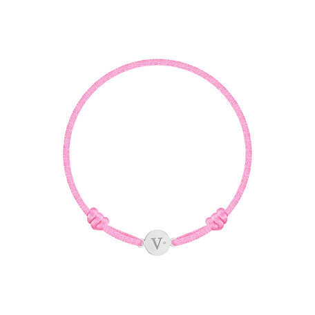 Dětský diamantový náramek se šňůrkou Circle Letter V