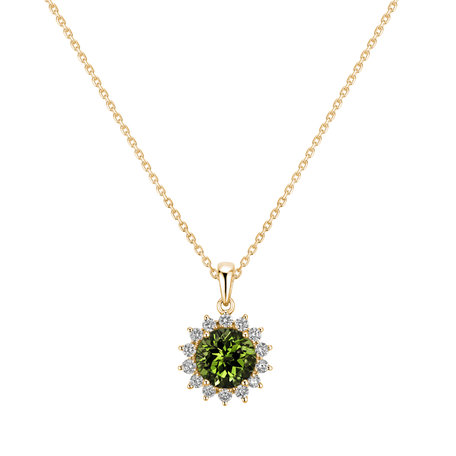 Přívěsek s diamanty a peridotem Lilac Flower