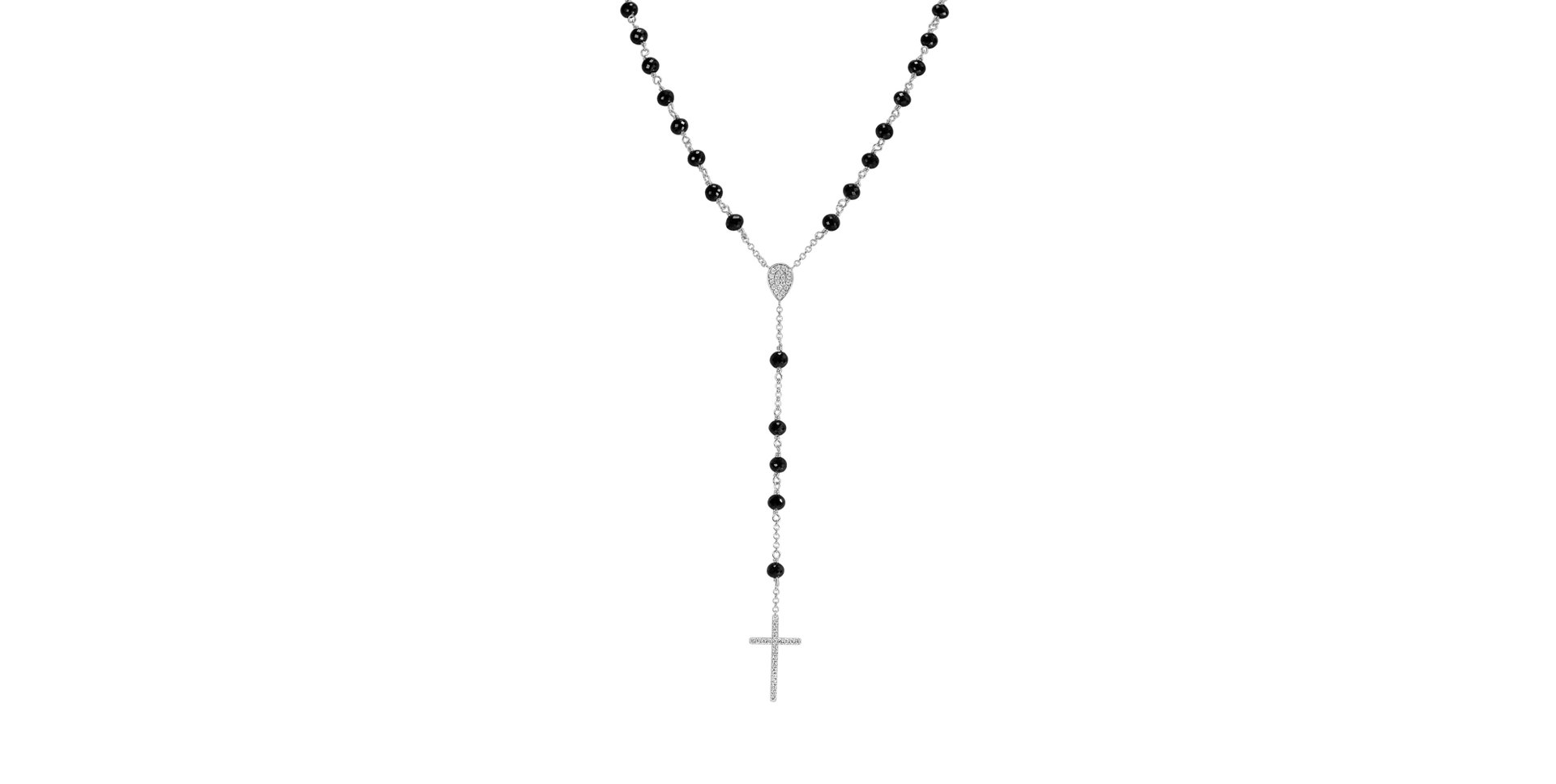 Náhrdelník s černými diamanty Elegant Cross