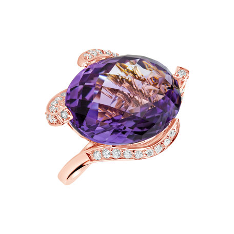 Prsten s ametystem a diamanty Angyalka