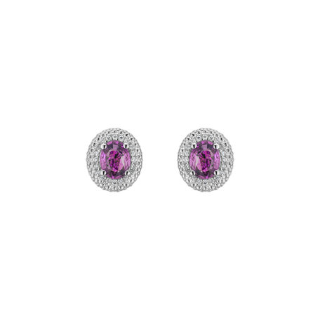Náušnice s diamanty a safírem Royal Sapphire