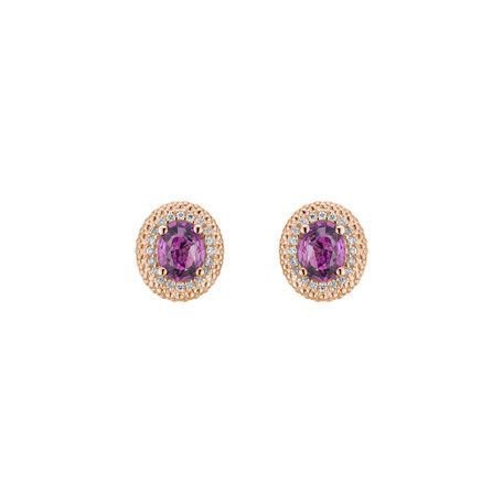 Náušnice s diamanty a safírem Royal Sapphire