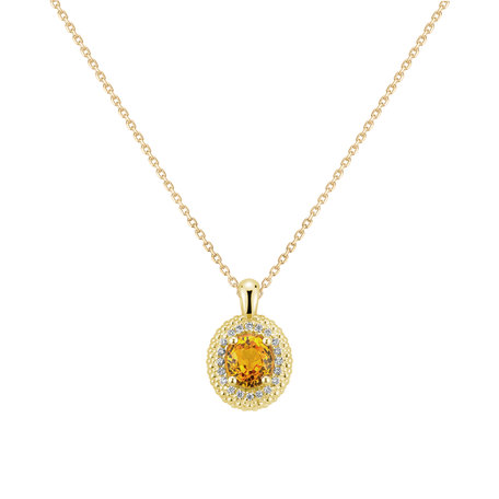 Náhrdelník s diamanty a safírem yellow Princess