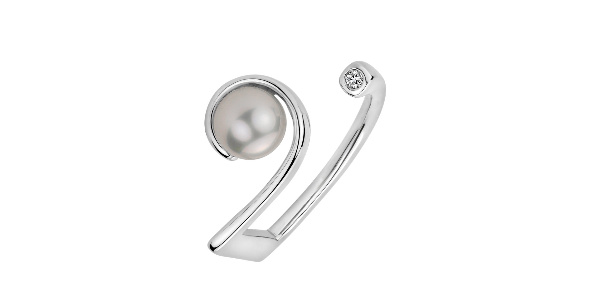 Prsten s diamantem a perlou Corona Australis