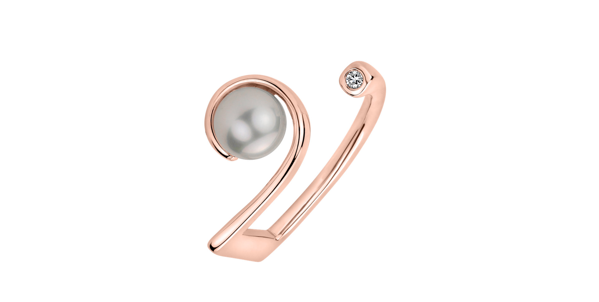 Prsten s diamantem a perlou Corona Australis