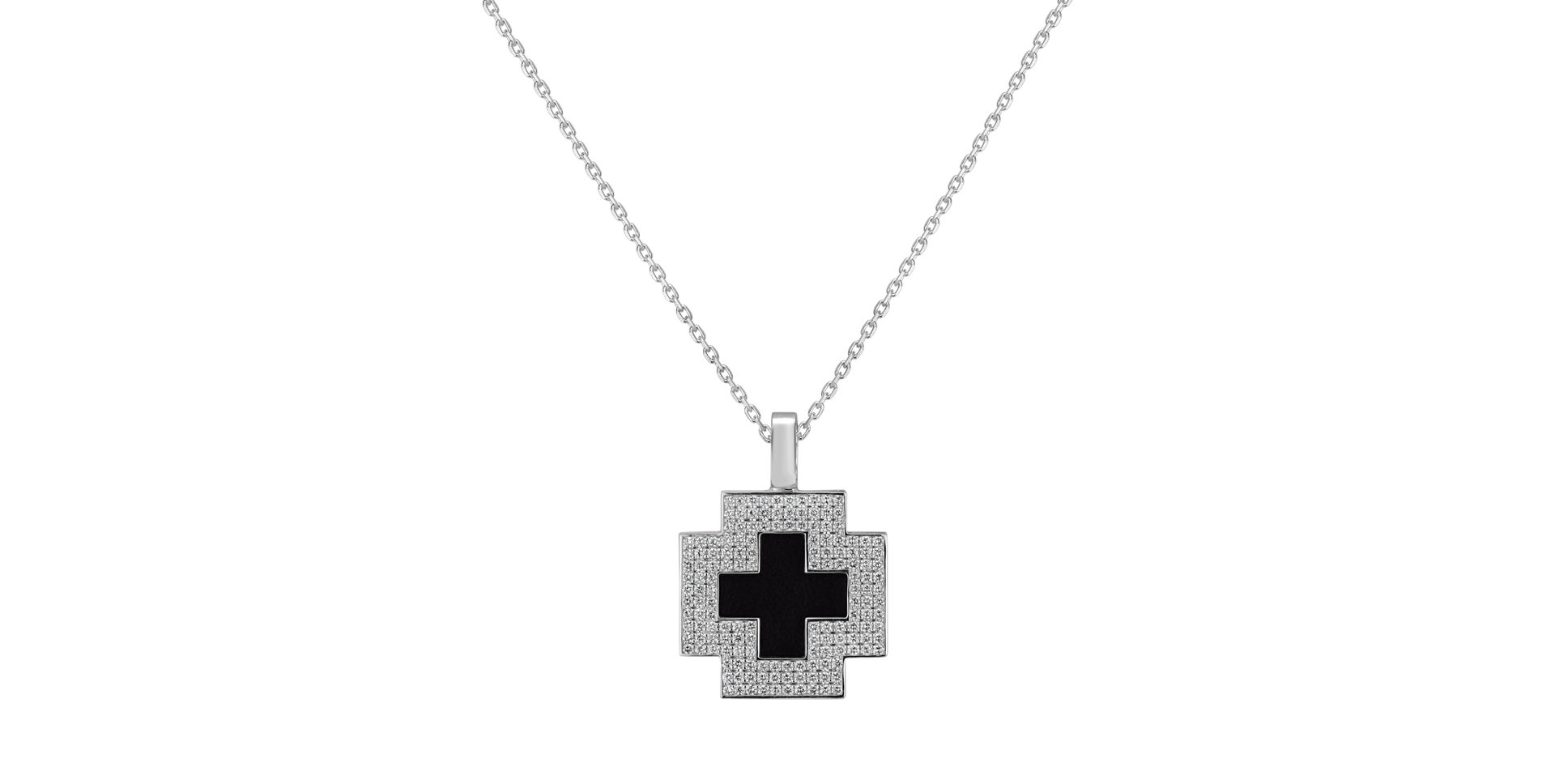 Přívěs s onyxem a diamanty Cross of Mystery