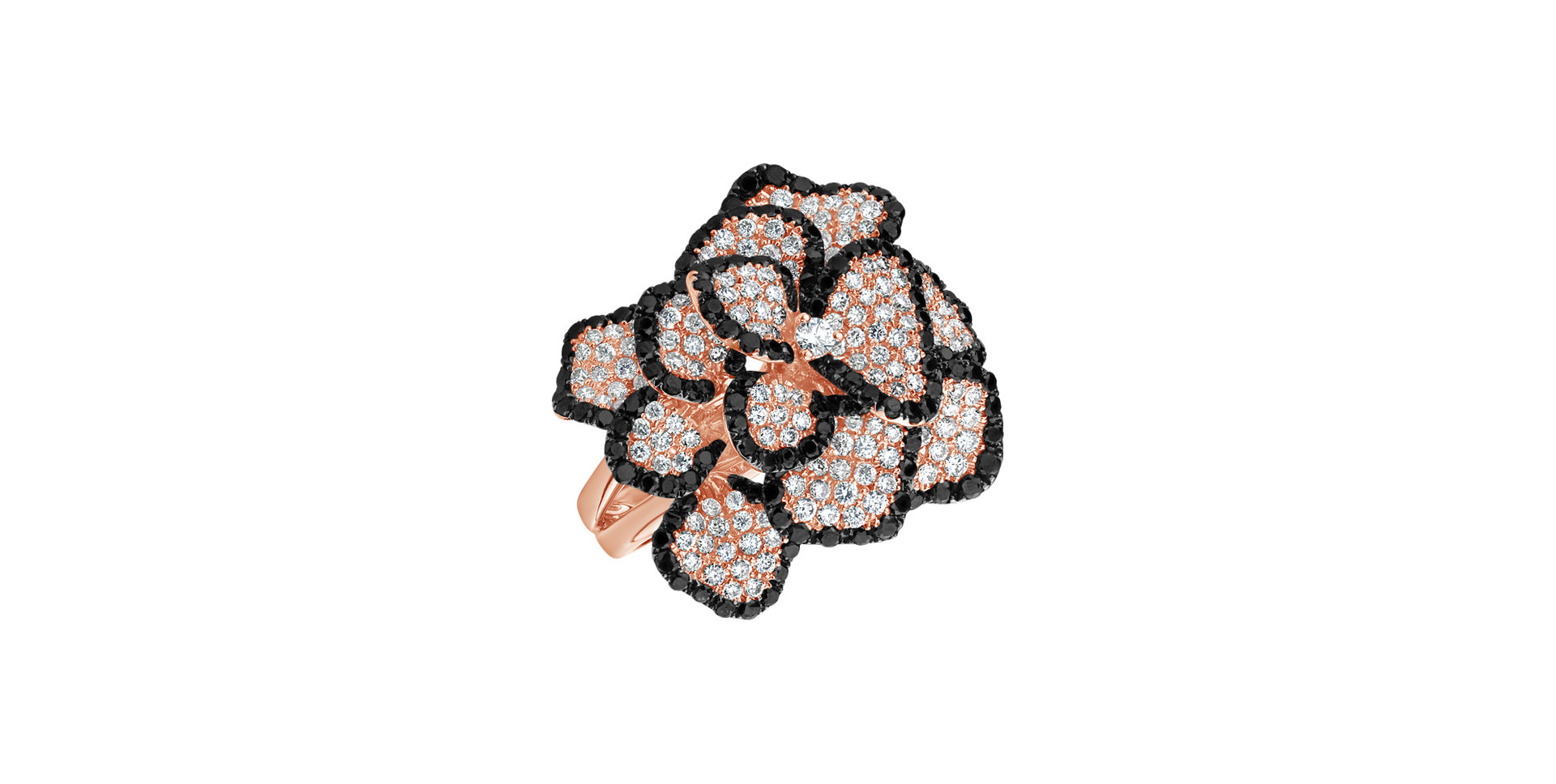 Prsten s černými a bílými diamanty Countess Magnolia