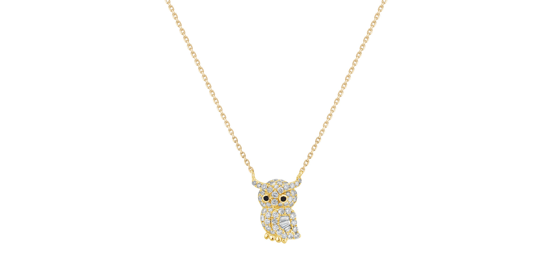 Náhrdelník s černými a bílými diamanty Diamond Owl