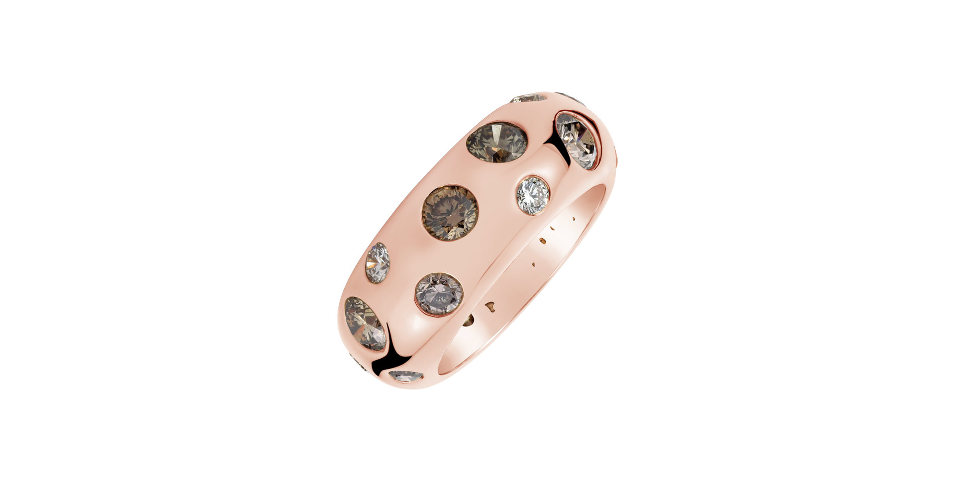 Prsten s bílými a hnědými diamanty Fergie