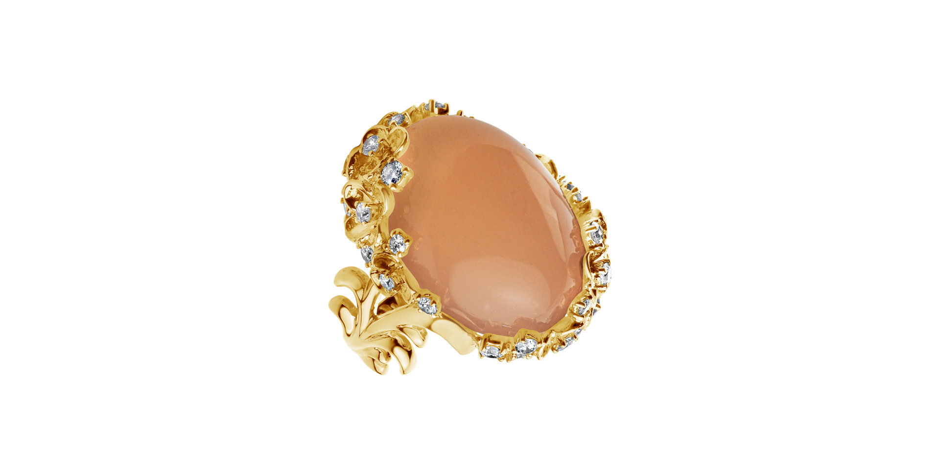 Prsten s měsíčním kamenem a diamanty High Magic