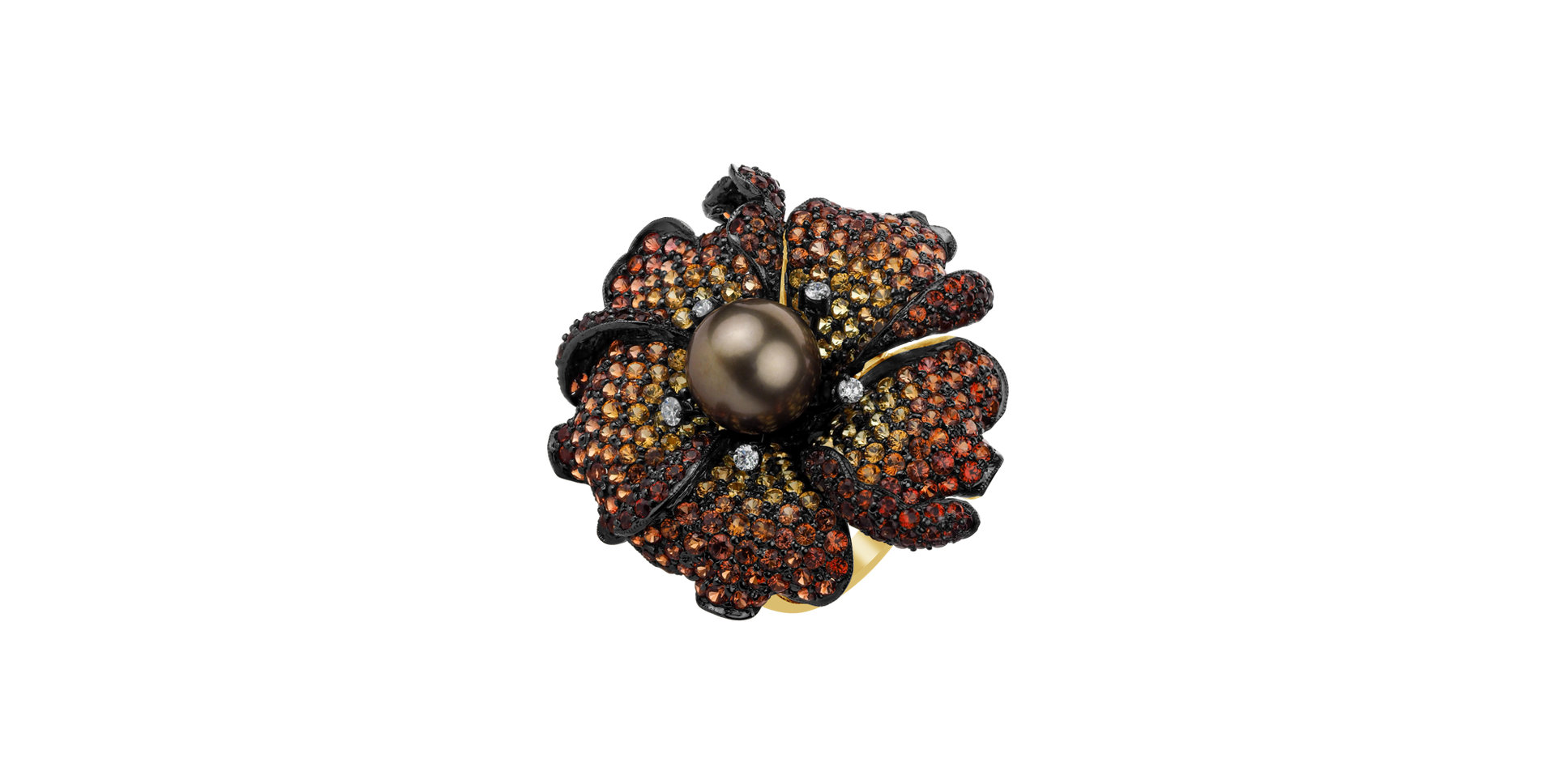 Prsten s perlou, diamanty a safíry Antionetta