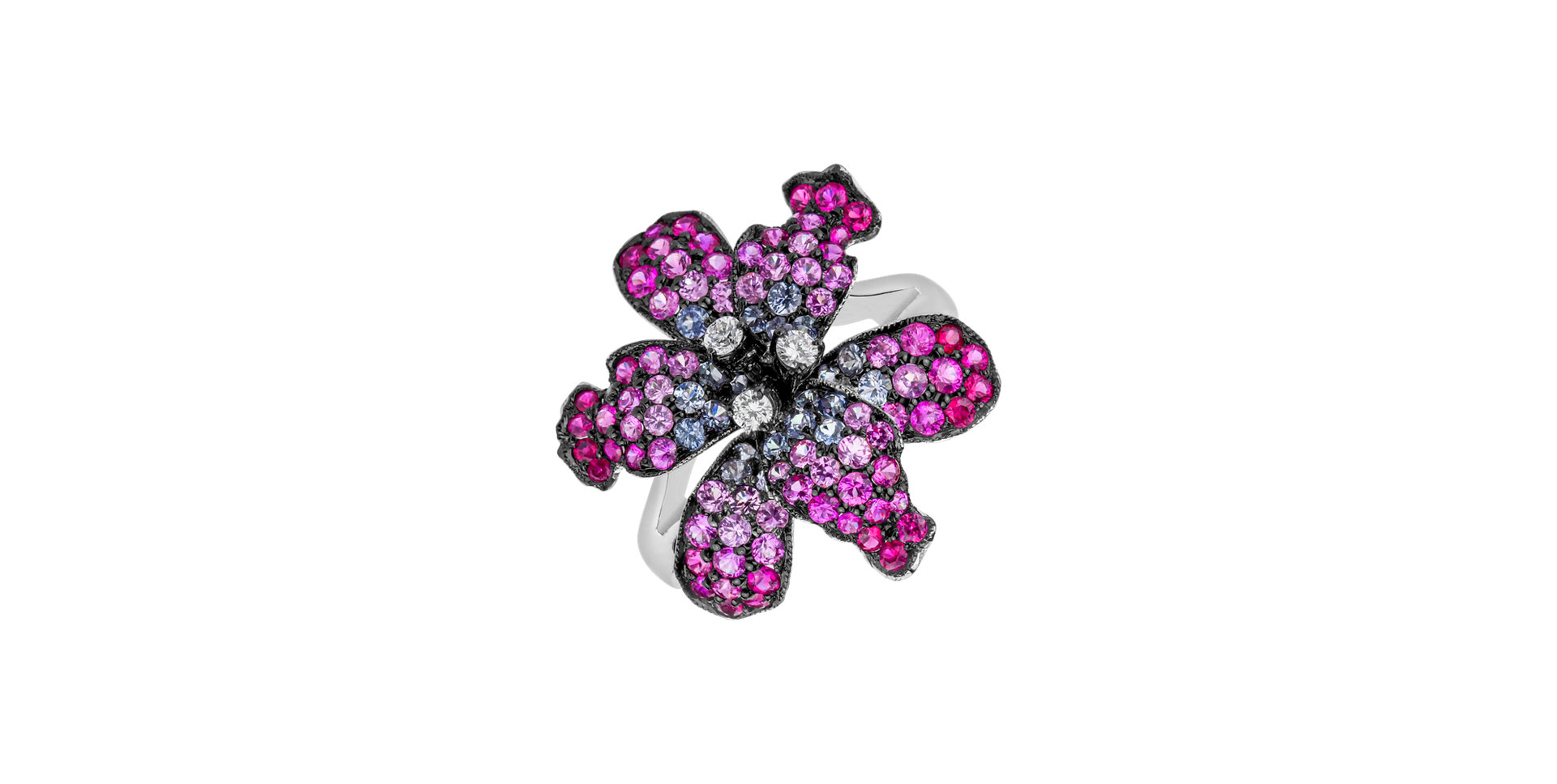 Prsten s diamanty, rubíny a safíry Caryan