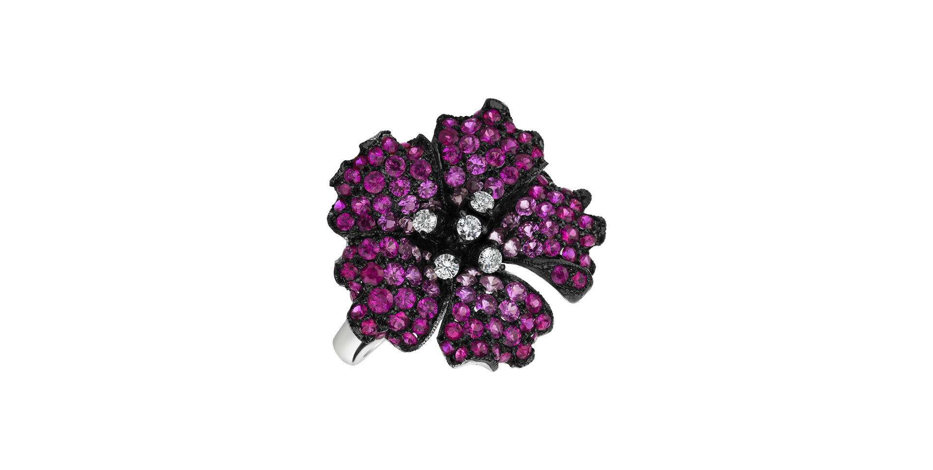 Prsten s diamanty s diamanty, safíry a rubíny Cara