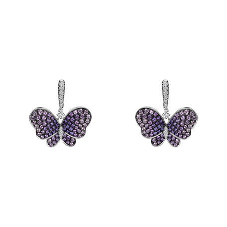 Náušnice se safíry a diamanty Sapphire Butterfly