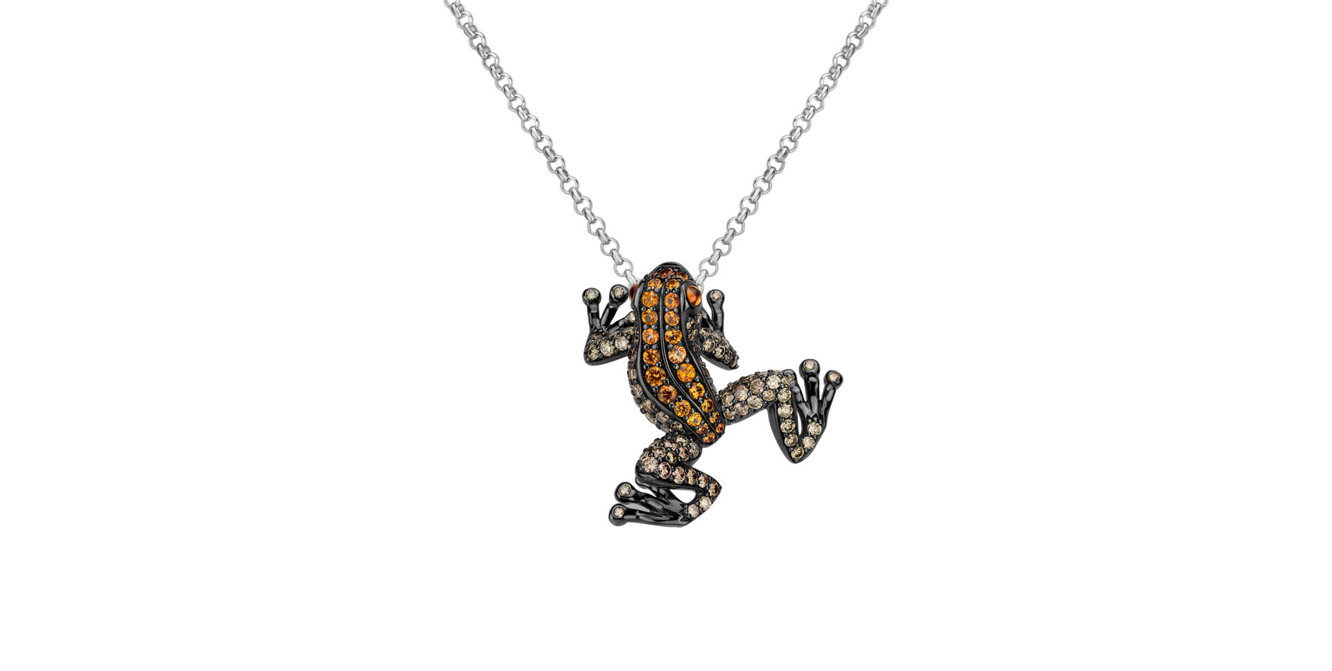 Přívěs s hnědými diamanty a safíry Gold Frog