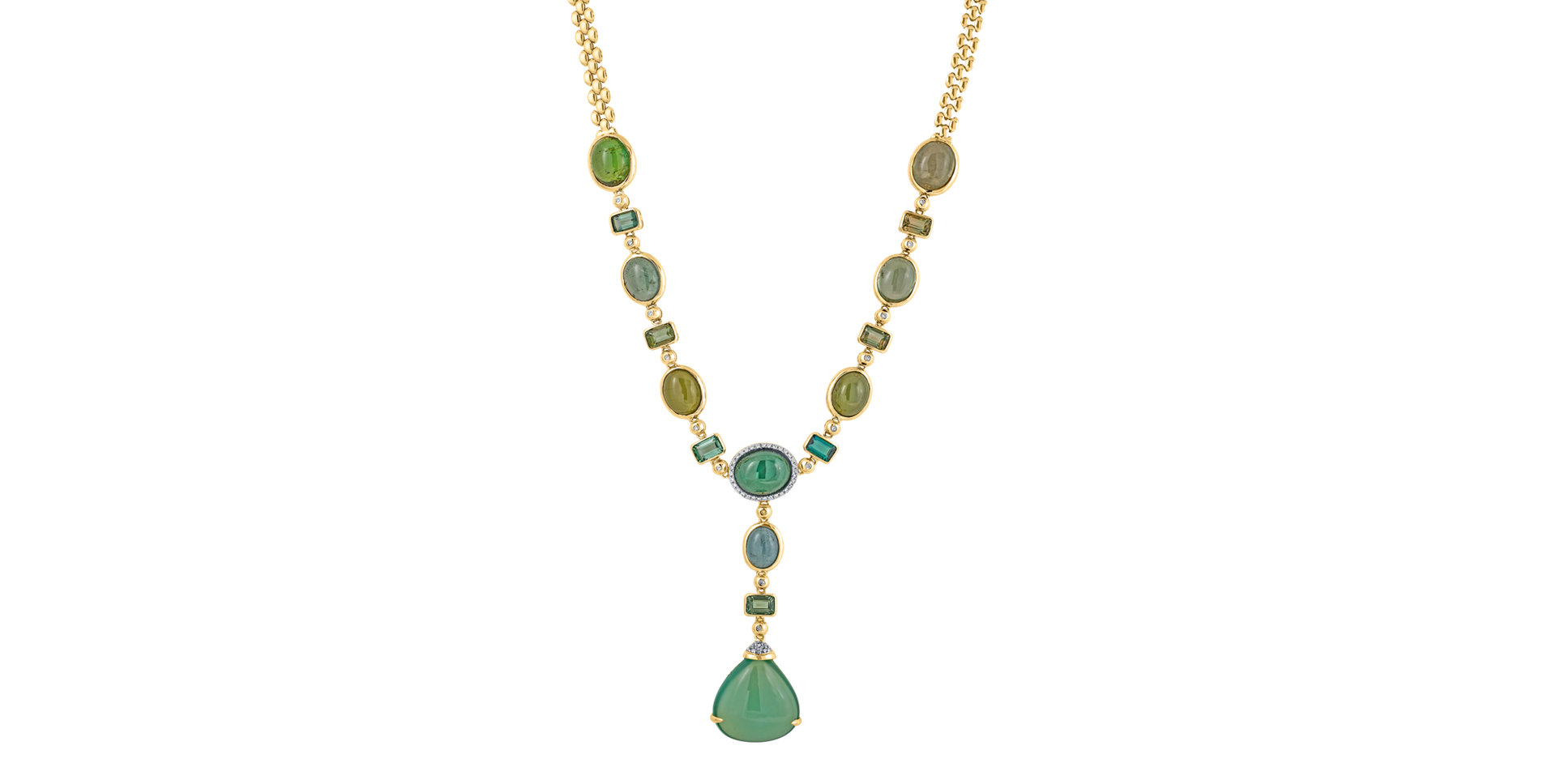 Náhrdelník s turmalíny a prehnity Rainbow Harmony