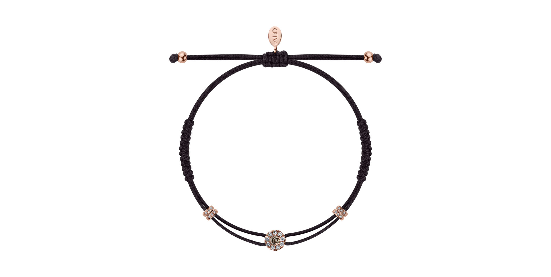 Náramek s bílými a hnědými diamanty Shamballa