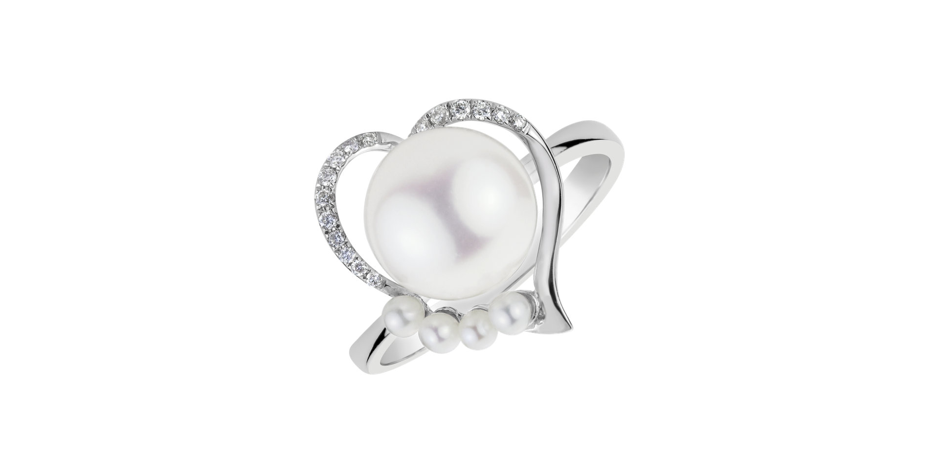 Prsten s perlami a diamanty Pearl Love