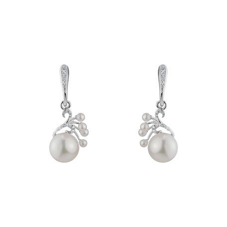 Náušnice s perlami a diamanty Pearl Poem