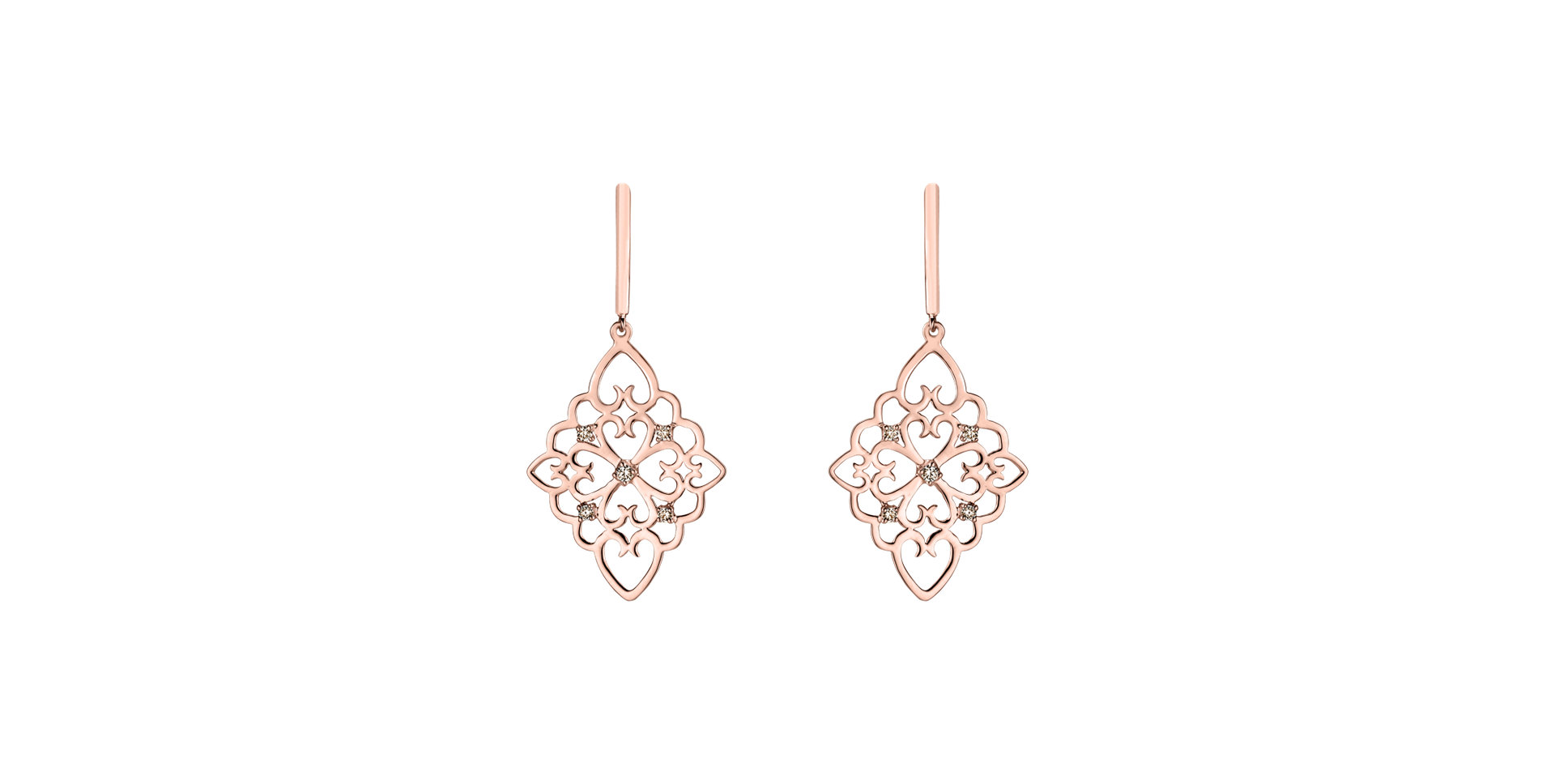 Náušnice s hnědými diamanty Folk Treasure