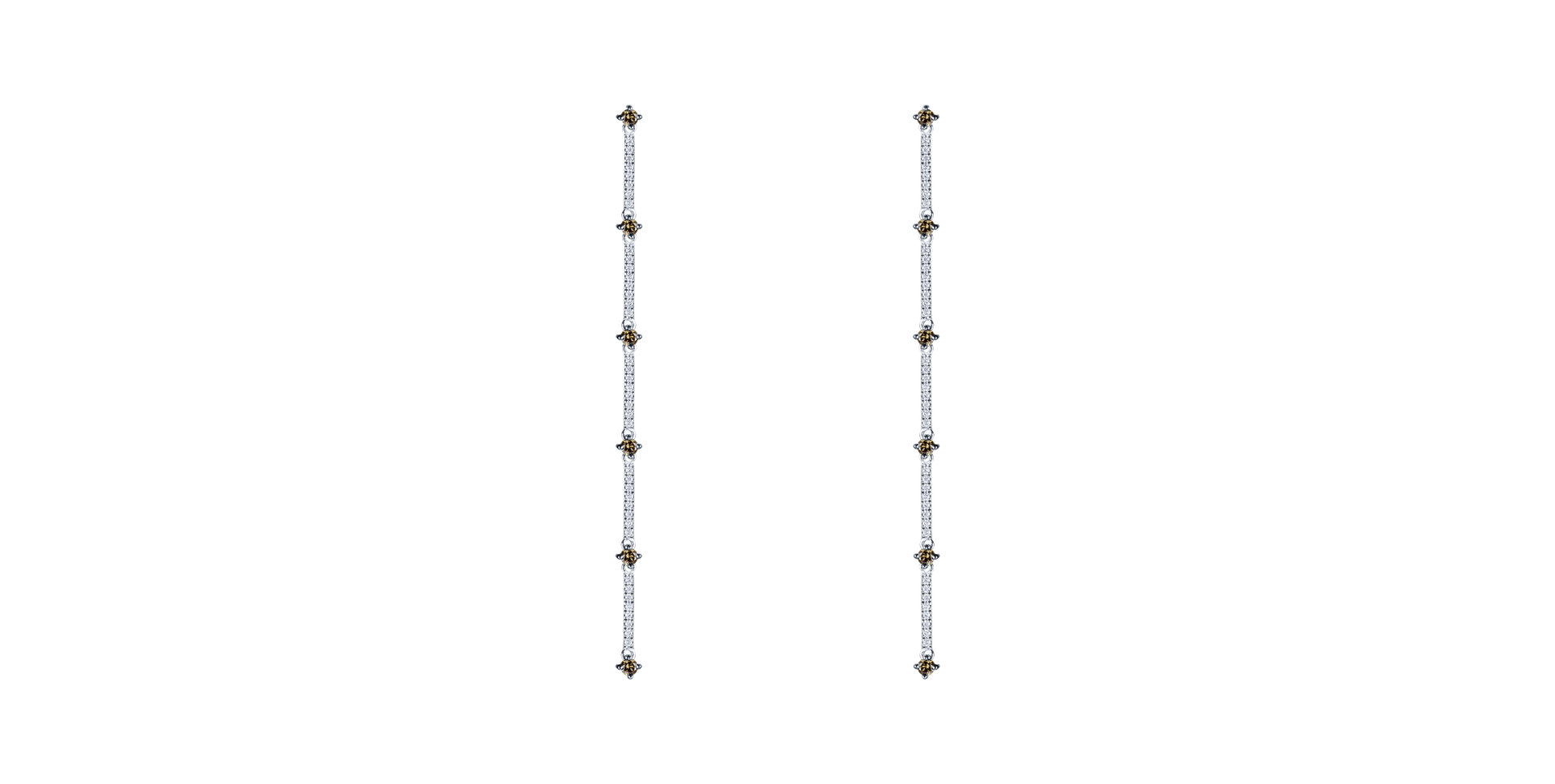 Náušnice s bílými a hnědými diamanty Starry Waterfall