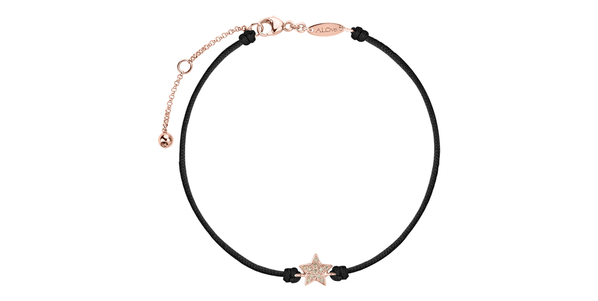 Náramek se šňůrkou a hnědými diamanty Star Message