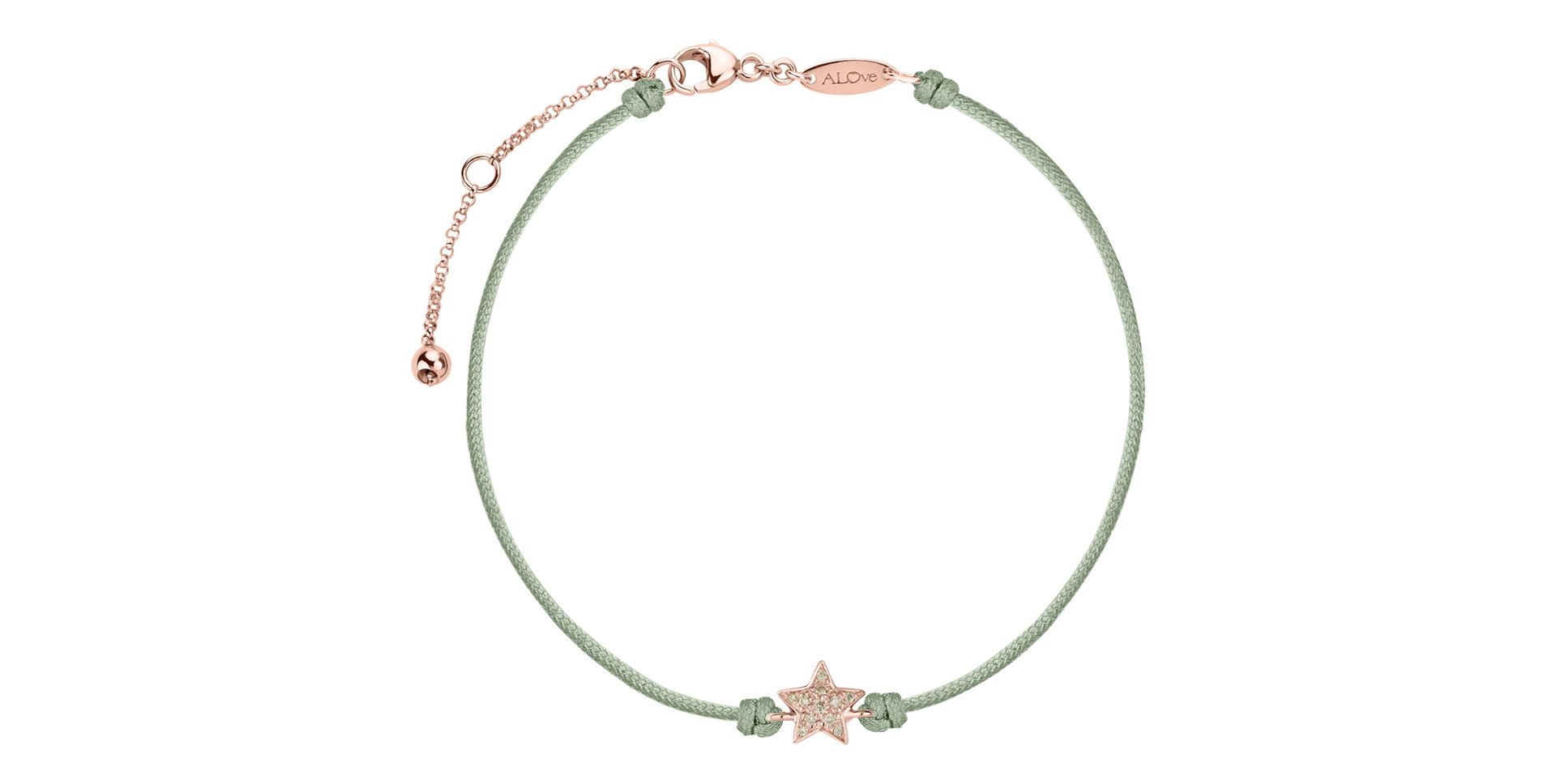 Náramek se šňůrkou a hnědými diamanty Star Message