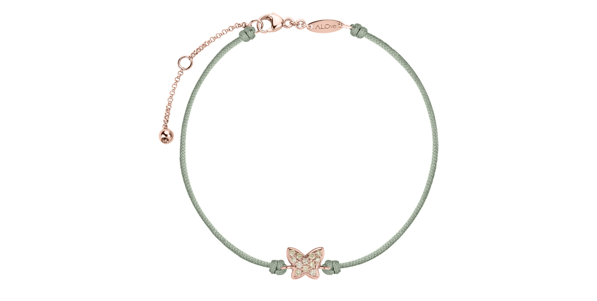 Náramek se šňůrkou a hnědými diamanty Magic Butterfly